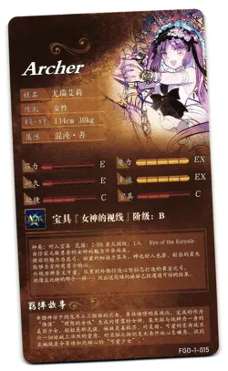 Fate Grand Order FGO Arcade Euryale Archer 3 Star Anime Card - Image 2