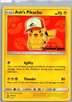 Ash's Pikachu SM109 Non Holo SM Promos - Pokemon Card - LP - Image 1