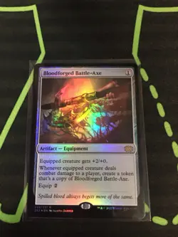 MTG Magic The Gathering Bloodforged Battle-Axe Foil 2X2 Artifact Commander - Image 1