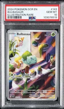 2024 POKEMON SCR EN-STELLAR CROWN ILLUSTRATION RARE #143 BULBASAUR PSA 10 - Image 1