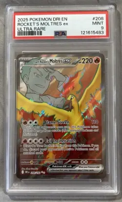 Pokemon TCG Team Rockets Moltres EX PSA 9 208/182 Full Art - Image 1