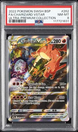 2022 POKEMON SWSH BLACK STAR PROMO #262 FULL ART/CHARIZARD VSTAR PSA 8 - Image 1