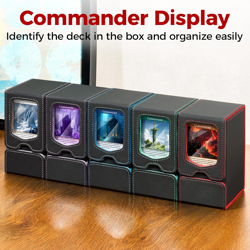 Deck Box for MTG Commander, Magnetic Trading Card Storage Box with Commander Dis - Image 2