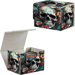 Flower Skull Card Deck Box Organizer, 100+ Sleeved Cards Deck Case for Trading C - Image 1