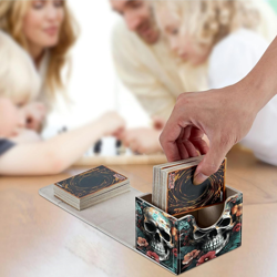 Flower Skull Card Deck Box Organizer, 100+ Sleeved Cards Deck Case for Trading C - Image 2