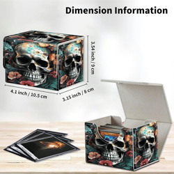Flower Skull Card Deck Box Organizer, 100+ Sleeved Cards Deck Case for Trading C - Image 3
