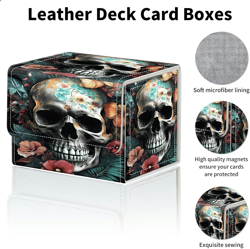Flower Skull Card Deck Box Organizer, 100+ Sleeved Cards Deck Case for Trading C - Image 4