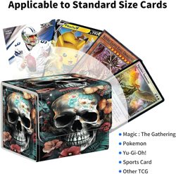 Flower Skull Card Deck Box Organizer, 100+ Sleeved Cards Deck Case for Trading C - Image 5