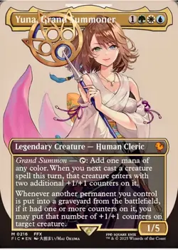 Yuna, Grand Summoner M 0216 Borderless SURGE Foil Commander Final Fantasy MtG - Image 1