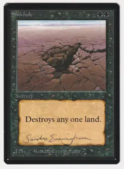 Signed Sinkhole MP Beta Limited Artist Sandra Everingham 1993 MTG Magic Misprint - Image 1