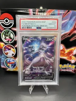 2022 Pokemon Swsh Black Star Promo Fa/Mewtwo V Pokemon Go Elite Trnr.Bx. PSA 10 - Image 1