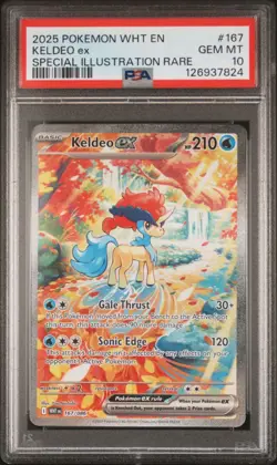 2025 POKEMON WHT EN-WHITE FLARE SPECIAL ILLUSTRATION RARE #167 KELDEO EX PSA 10 - Image 1