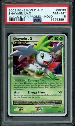 2009 Pokemon Diamond & Pearl Shaymin Lv.X Holo Black Star Promo DP39 PSA 8 NM-MT - Image 1