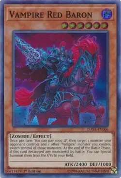 Yugioh! LP Vampire Red Baron - DASA-EN006 - Super Rare - 1st Edition Lightly Pla - Image 1