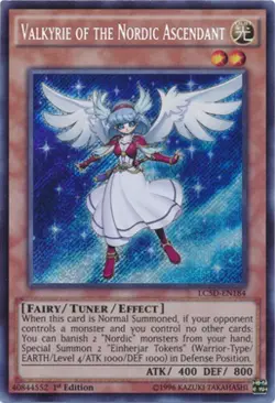 Yugioh! LP Valkyrie of the Nordic Ascendant - LC5D-EN184 - Secret Rare - 1st Edi - Image 1