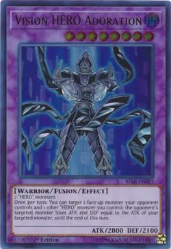 Yugioh! LP Vision HERO Adoration - BLLR-EN057 - Ultra Rare - 1st Edition Lightly - Image 1