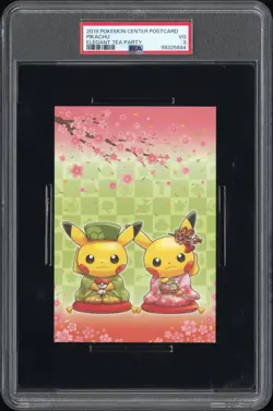 2019 POKEMON CENTER 2 POSTCARD SET ELEGANT TEA PARTY PIKACHU PSA 3 - Image 1