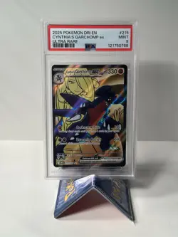 2025 POKEMON DRI EN-DESTINED RIVALS ULTRA RARE #215 CYNTHIA'S GARCHOMP EX PSA 9 - Image 1