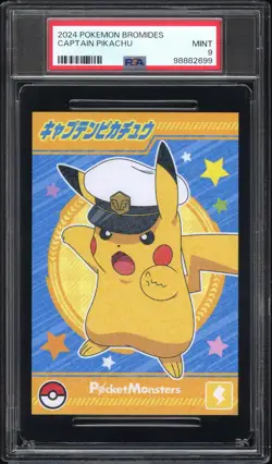 2024 ENSKY POKEMON BROMIDES WITH GUM CAPTAIN PIKACHU PSA 9 - Image 1
