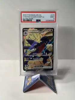 2025 POKEMON DRI EN-DESTINED RIVALS ULTRA RARE #215 CYNTHIA'S GARCHOMP EX PSA 9 - Image 1