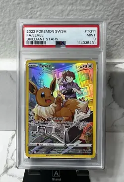 2022 POKEMON SWORD & SHIELD BRILLIANT STARS #TG11 FULL ART/EEVEE PSA 9 - Image 1