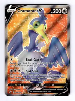 Cramorant V (Full Art) Sword & Shield Base Set #198 Ultra Rare Holo NM Pokemon - Image 1