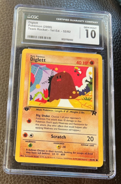 CGC 10 💎 Diglett 52/82 1st Edition Team Rocket 2000 WOTC Pokemon Card - Image 1