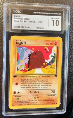 CGC 10 💎 Diglett 52/82 1st Edition Team Rocket 2000 WOTC Pokemon Card - Image 2