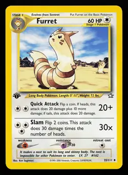 Furret 35/111 1st Edition Neo Genesis Pokemon Card - Image 1