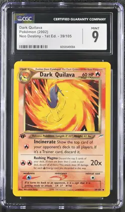 CGC 9 MINT Dark Quilava Neo Destiny 1st Edition 39/105 Pokemon Card - Image 1