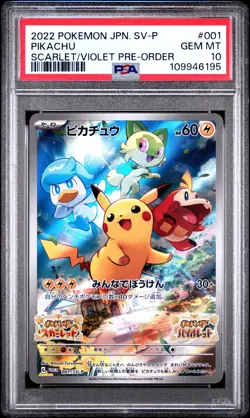 2022 POKEMON JPN SV PROMO SCARLET & VIOLET PRE-ORDER #001 PIKACHU PSA 10 - Image 1