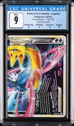 2010 POKEMON TRIUMPHANT BOTTOM HALF #100 DARKRAI & CRESSELIA LEGEND CGC 9 - Image 1