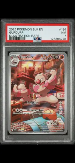 2025 POKEMON GURDURR 126/86 BLACK BOLT ILLUSTRATION RARE PSA 7! - Image 1