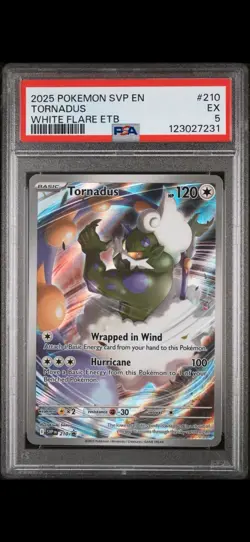 2025 POKEMON TORNADUS 210 WHITE FLARE ETB Promo PSA 5! - Image 1