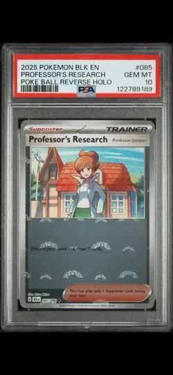 2025 POKEMON PROFESSOR'S RESEARCH Black Bolt POKE BALL REVERSE HOLO PSA 10! - Image 1