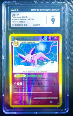 Espeon 18/100 Majestic Dawn Reverse Holo Pokemon 2008 CGC 9 - Image 1