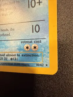 Pokemon TCG Lapras Fossil Holo Unlimited Rare Card 10/62 Vintage - Image 4