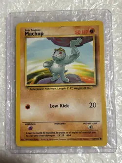 1999 Pokemon Machop Base Set 052/102 Shadowless, Regular Card, Vintage - Image 1
