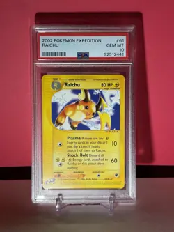 PSA 10 GEM MINT Pokemon 2002 Expedition Raichu Card 61/165 - Image 1