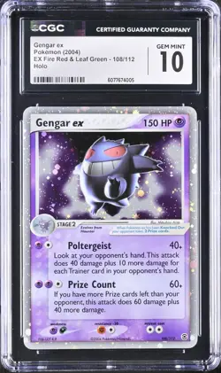 2004 POKEMON EX FIRE RED & LEAF GREEN #108/112 GENGAR HOLO CGC 10 - Image 1