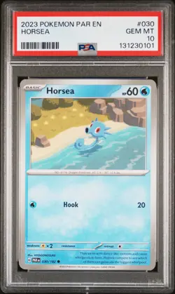 2023 POKEMON PAR EN-PARADOX RIFT #030 HORSEA PSA 10 - Image 1