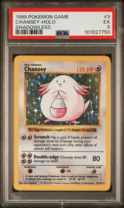 Chansey 1999 Pokemon Game #3 Shadowless Holo PSA 5 - Image 1