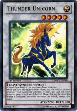 Yugioh! LP Thunder Unicorn - DREV-EN040 - Ultra Rare - Unlimited Edition Lightly - Image 1