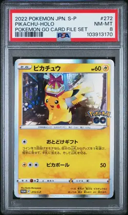2022 POKEMON JPN S PROMO POKEMON GO CARD FILE SET #272 PIKACHU-HOLO PSA 8 - Image 1