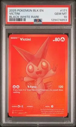 Pokemon: Black Bolt White Flare - Victini 171/086 BWR Red Monochrome PSA 10 GEM - Image 2