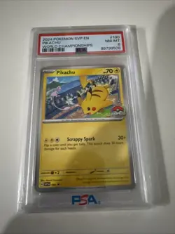 Pokemon Pikachu 2024 World Championships Promo Stamp SVP190 PSA 8 - Image 1