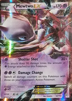 MEWTWO EX Holo 62/162 RARE Breakthrough Pokemon Card 2015 NM - Image 1