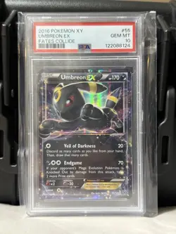 Umbreon EX 55/124 Pokemon Card TCG XY Fates Collide PSA 10 GEM MT Full Art GEM - Image 1