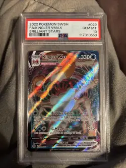 2022 Pokemon SWSH FA Kingler VMAX Brilliant Stars Card 029/172 PSA Gem MT 10 - Image 1