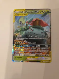 Pokemon TCG Celebi & Venusaur GX Holo Ultra Rare Card Sun & Moon Team Up 1/181 - Image 1